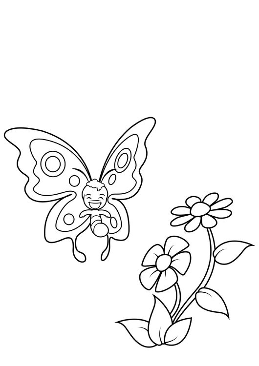 Dibujo para colorear mariposa estÃ¡ sonriendo