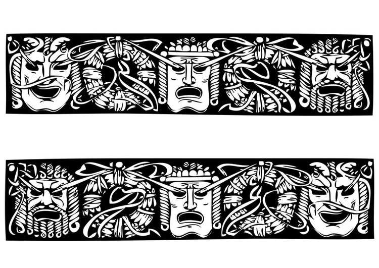 Dibujo para colorear mÃ¡scaras griegas