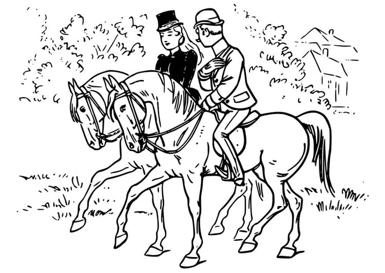 Dibujo para colorear montar a caballo