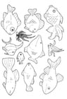 Dibujos para colorear muchos peces nadando alrededor