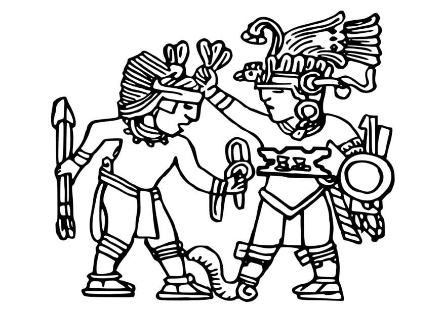 Dibujo para colorear murales aztecas