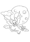 Dibujos para colorear murciélagos en luna llena