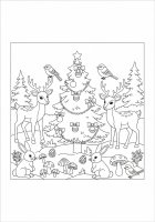 Dibujo para colorear navidad en el bosque