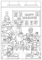 Dibujo para colorear navidad en la escuela