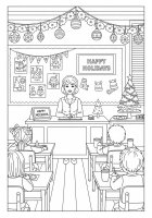 Dibujo para colorear navidad en la escuela