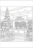 Dibujo para colorear navidad en la tienda