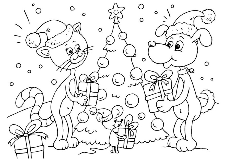Dibujo para colorear Navidad para animales