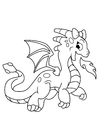Dibujos para colorear niña dragón escupe fuego