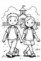 Niño y niña en la escuela