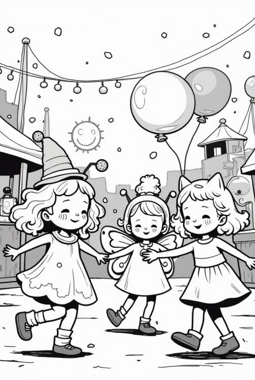 NiÃ±os con globos celebrando el carnaval