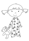 dibujo-para-colorear Niña con peluche