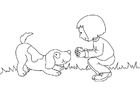 Dibujos para colorear Niña con perro