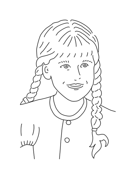 Dibujo para colorear niÃ±a con trenzas