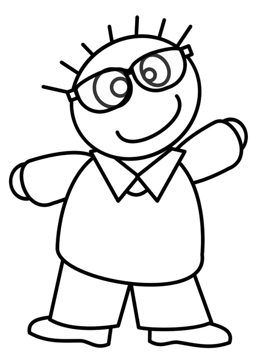 Dibujo para colorear niÃ±o con gafas