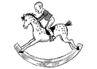Dibujos para colorear niño sobre caballo balancín