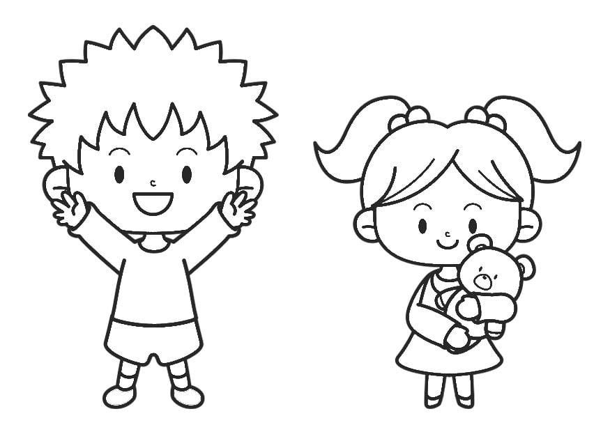 Dibujo para colorear niño y niña - Dibujos Para Imprimir Gratis - Img 30214