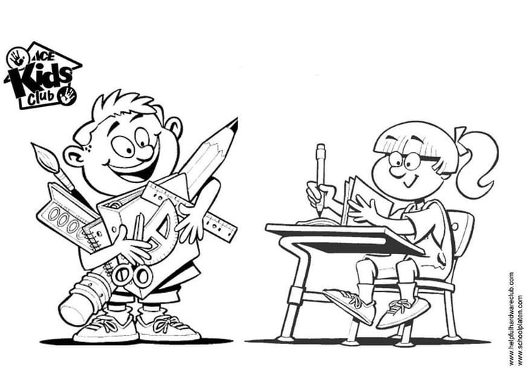 Dibujo para colorear NiÃ±o y niÃ±a