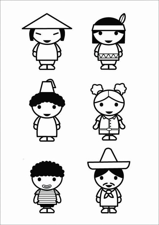 Dibujo para colorear niños - culturas - Dibujos Para Imprimir Gratis - Img  26966