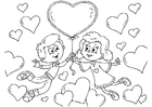 Dibujo para colorear niÃ±os San ValentÃ­n 