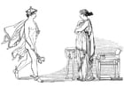 Dibujos para colorear Odisea - Hermes recomienda a Calipso la liberación de Odisea