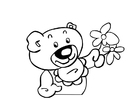 Dibujo para colorear osito de peluche con flores