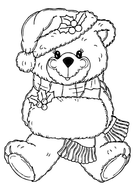 Dibujo para colorear oso de navidad