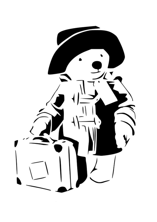 Dibujo para colorear oso de viaje