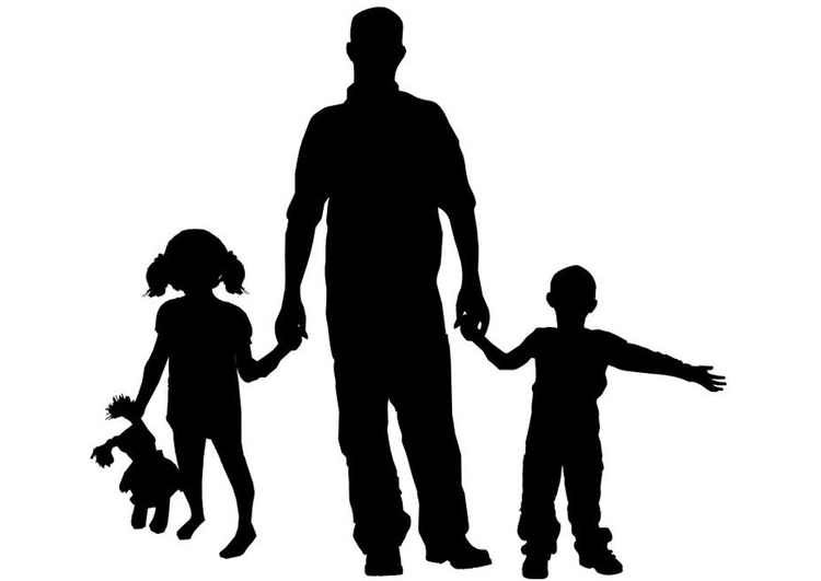 Dibujo para colorear padre con hijos