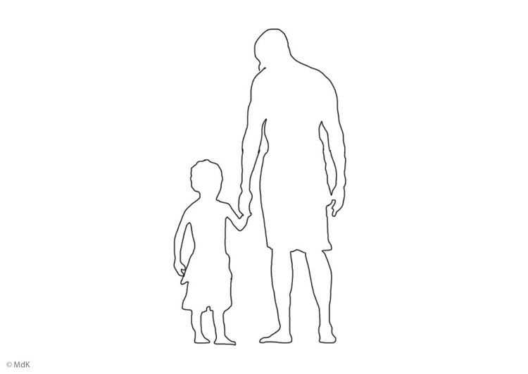 Dibujo para colorear padre e hijo