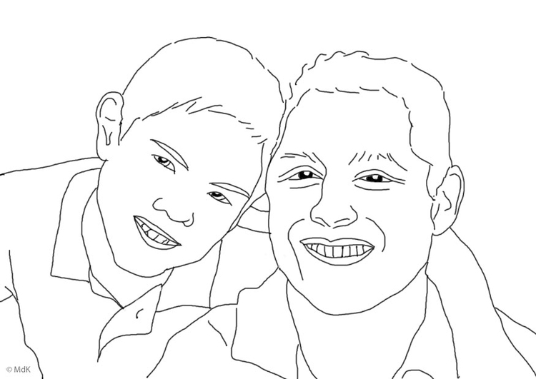 Dibujo para colorear padre e hijo