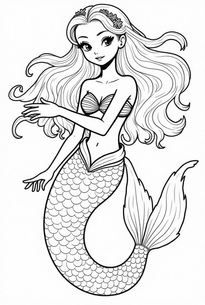 Dibujo para colorear pÃ¡gina para colorear de sirena