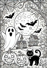 Dibujo para colorear paisaje de halloween