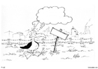 Dibujo para colorear PÃ¡jaro en fÃ¡brica