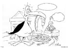 Dibujos para colorear Pájaro en restaurante