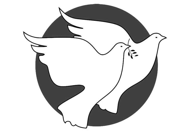 Dibujo para colorear palomas de la paz