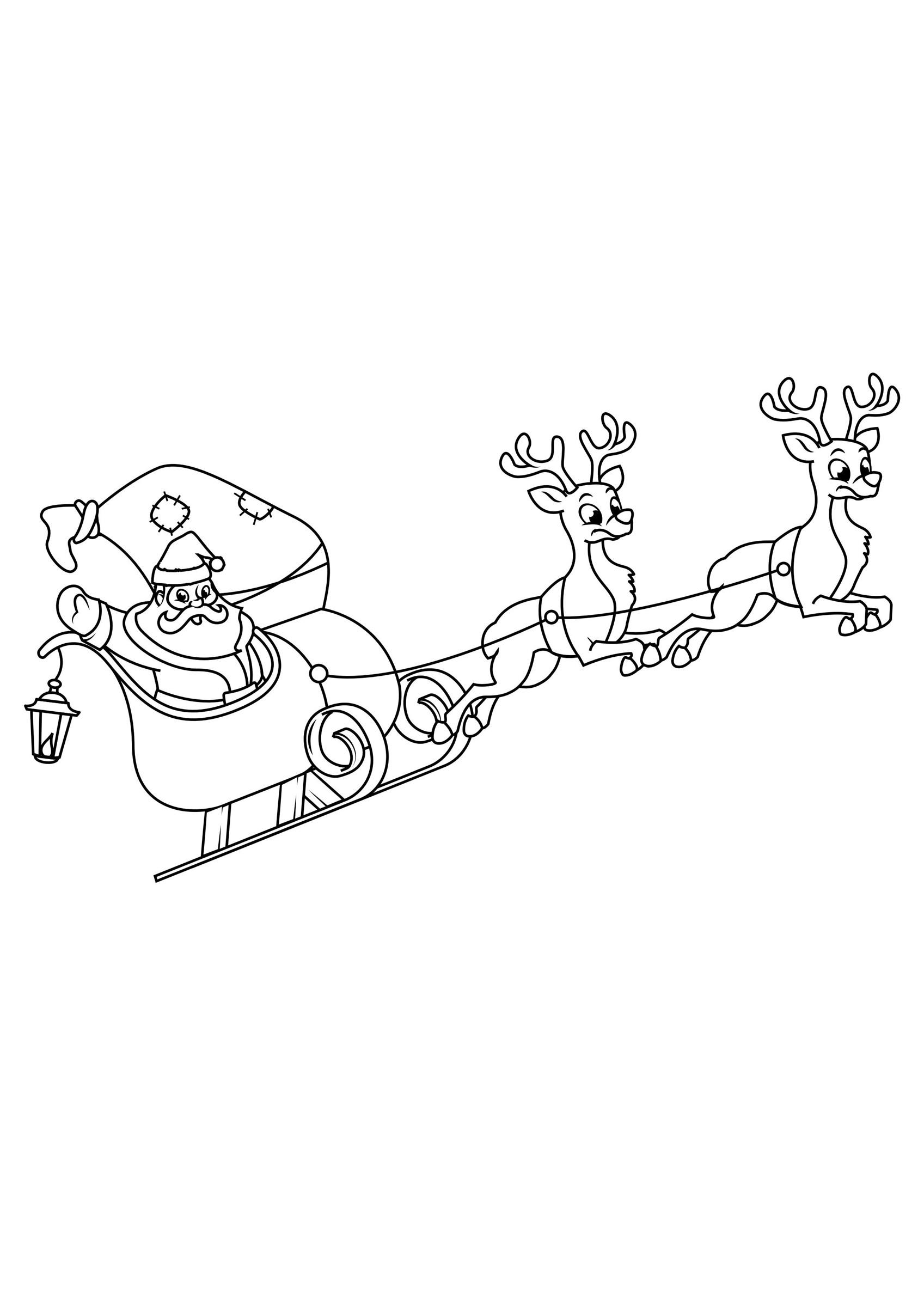 Dibujo para colorear PapÃ¡ Noel en trineo