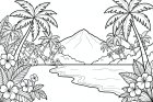 dibujo-para-colorear paraíso tropical