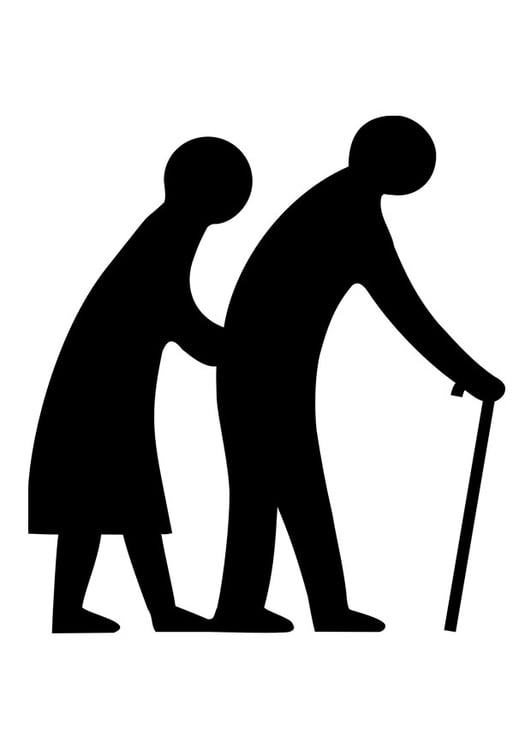Dibujo para colorear pareja de ancianos