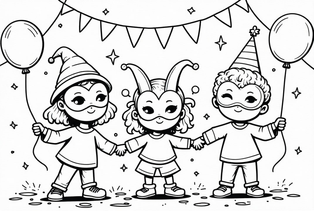 Dibujo para colorear pasado para carnaval