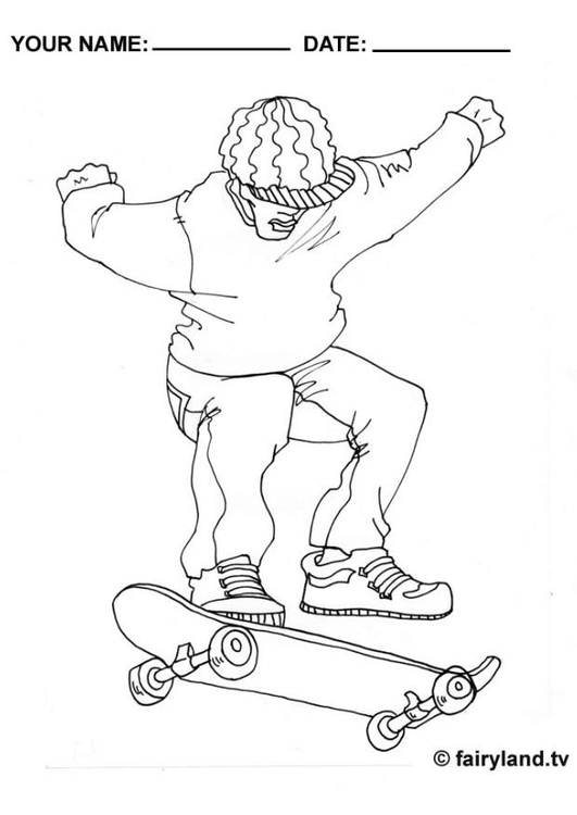 Dibujo para colorear Patinar en monopatÃ­n