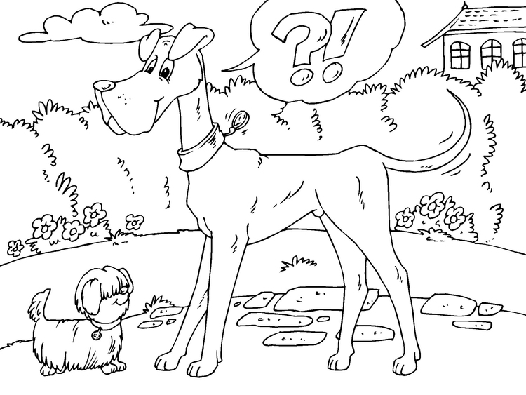 Dibujo para colorear perro grande y perro pequeÃ±o