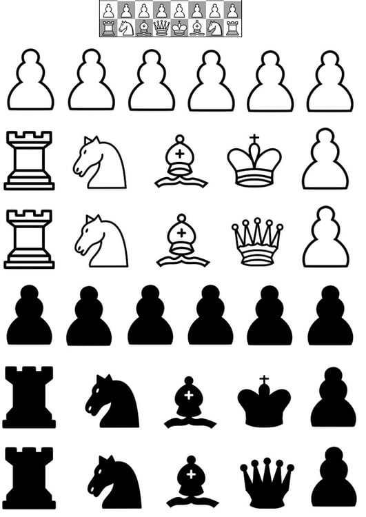 Dibujo para colorear piezas de ajedrez