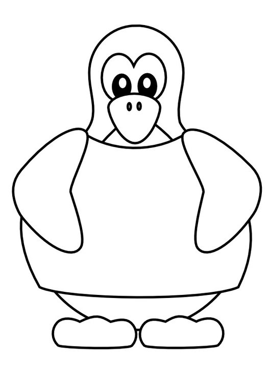 Dibujo para colorear PingÃ¼ino con camiseta