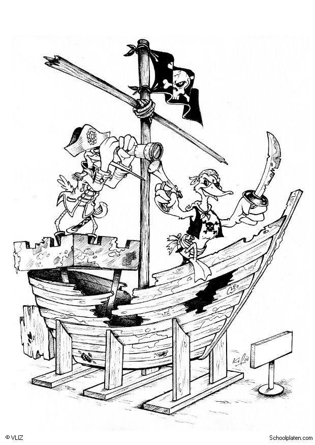 Dibujo para colorear Piratas - barco pirata