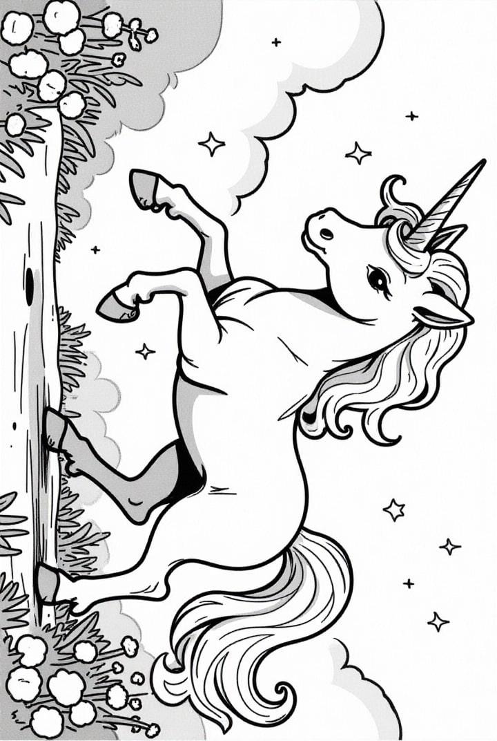 potro unicornio en la carretera