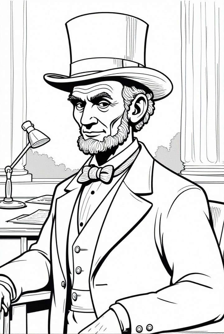Dibujo para colorear Presidente Abraham Lincoln