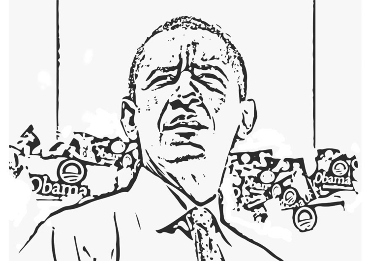 Dibujo para colorear Presidente Barack Obama