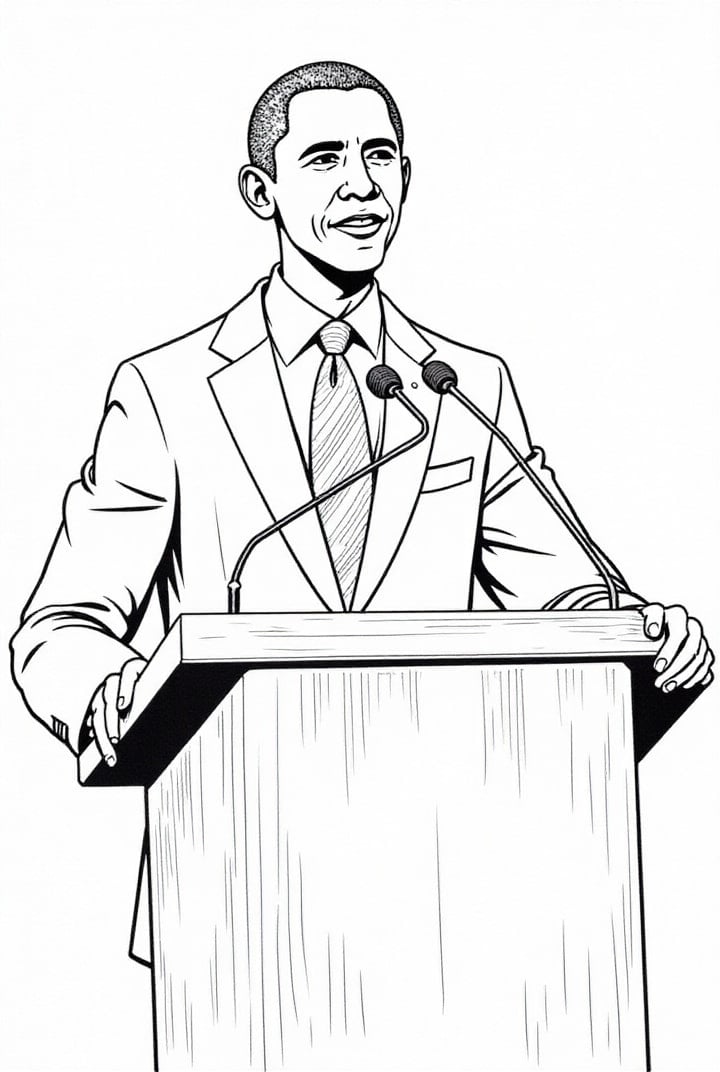 Dibujo para colorear Presidente Barack Obama