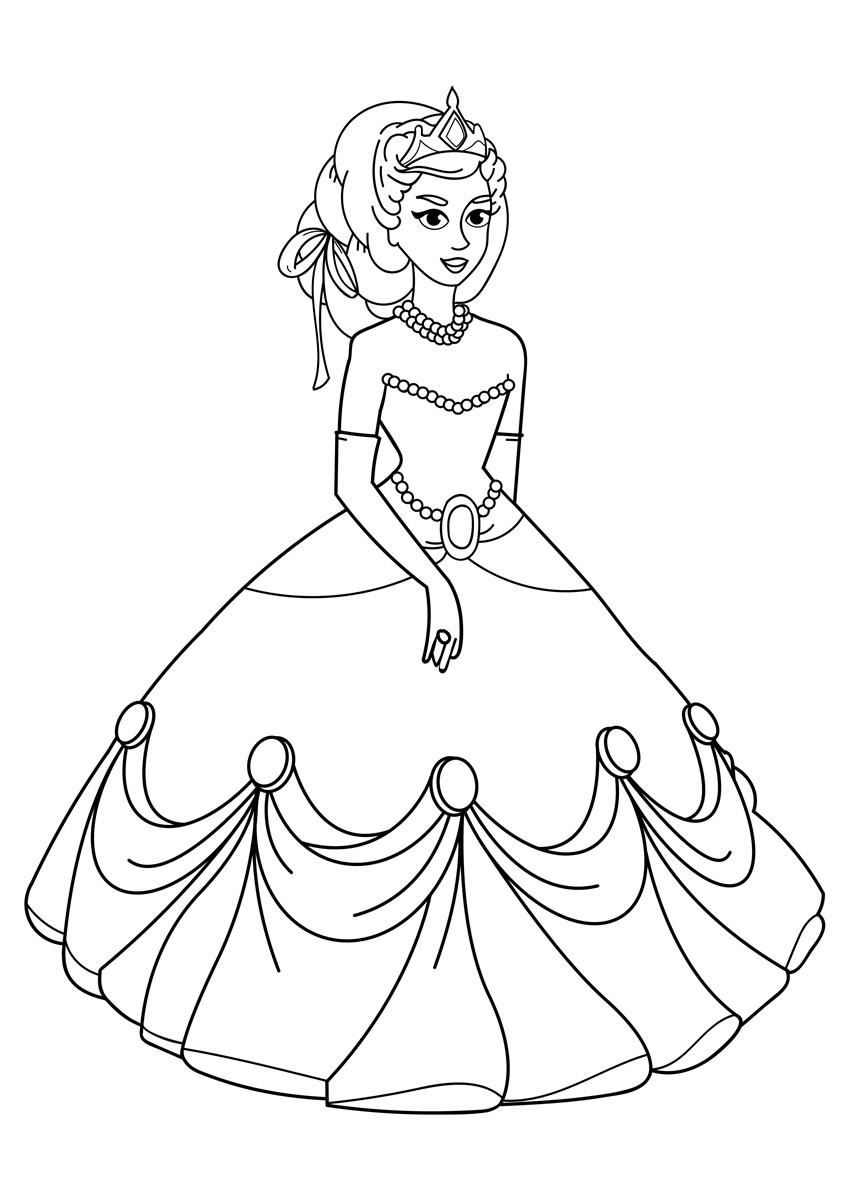 Dibujo para colorear princesa con bata