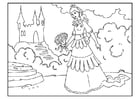 Dibujos para colorear princesa con flores